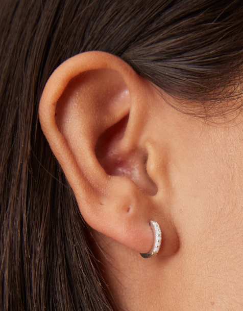 Seol + Gold pearl huggie hoop earrings in sterling silver - view 1