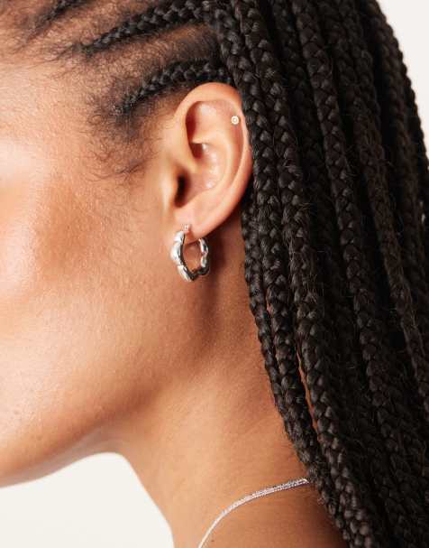 Seol + Gold puffed flower hoop earrings in sterling silver - view 1