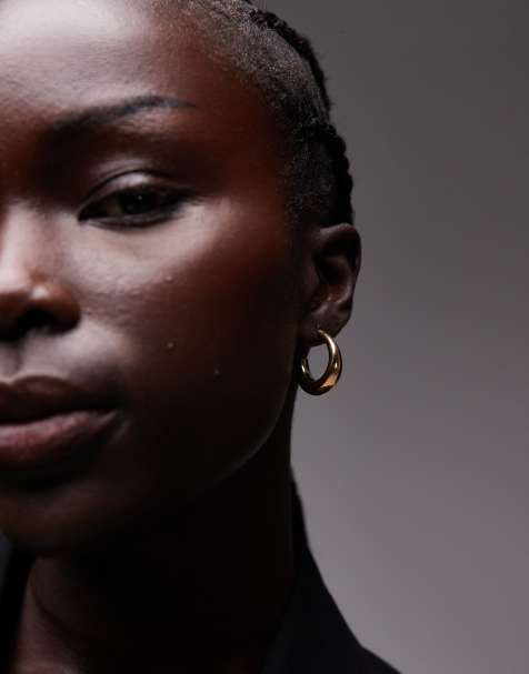 Seol + Gold - Ørestikkere med halt hoop-design i puffet stil og 18 k guldbelægning - view 1