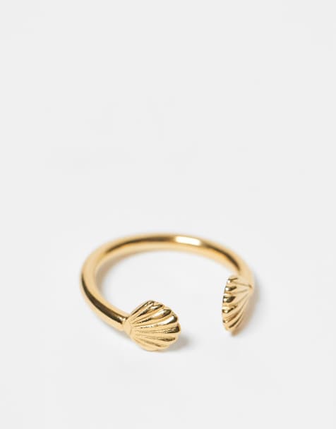 Seol + Gold shell open ring in 18ct gold vermeil - view 1