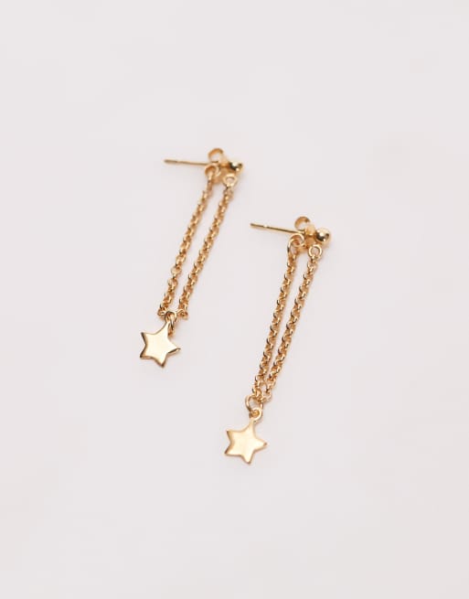 Seol + Gold star chain drop earrings in 18kt gold vermeil, 2 of 3
