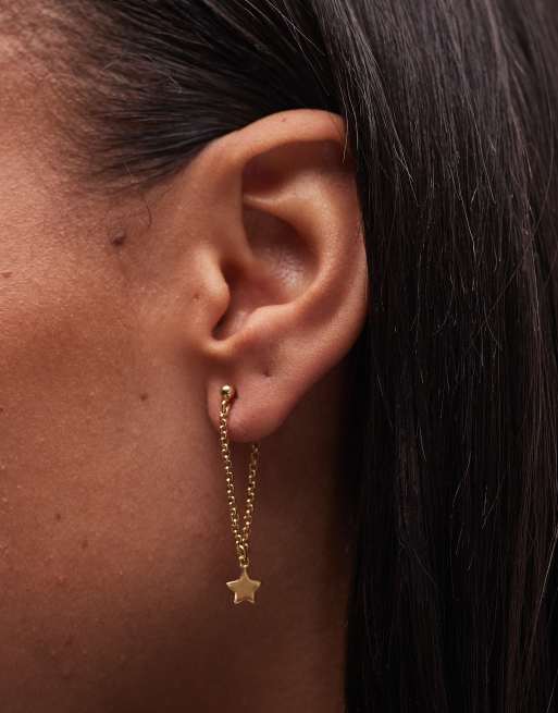 Seol + Gold star chain drop earrings in 18kt gold vermeil, 3 of 3