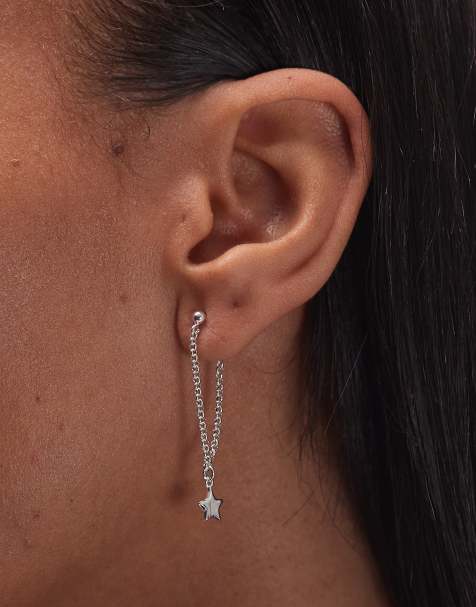 Seol + Gold star chain drop earrings in sterling silver - view 1