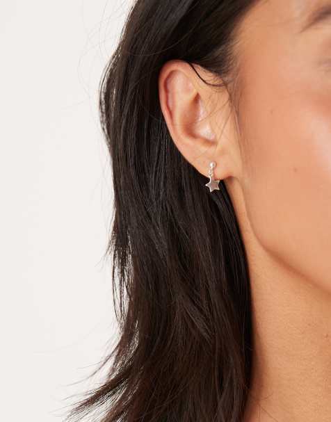 Seol + Gold star drop stud earrings in sterling silver - view 1