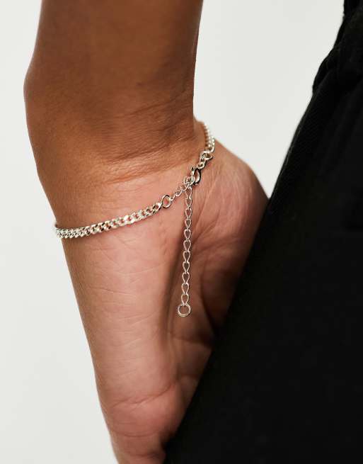 Silver curb best sale bracelet womens