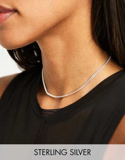 Curb Chain Necklace, Sterling silver