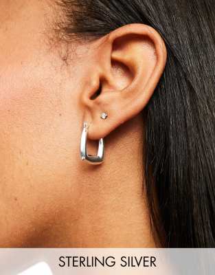 Seol + Gold sterling silver edged rectangle hoop earrings