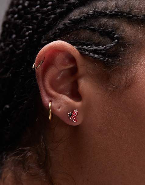 Seol + Gold sterling silver enamel western boot stud earrings - view 1