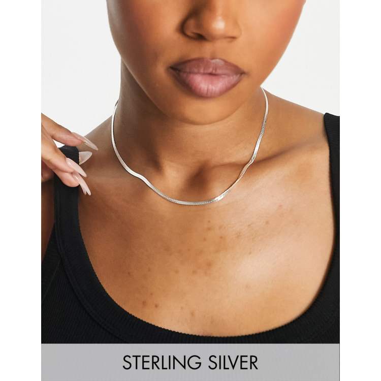 Herringbone Chain Necklace in Sterling Silver