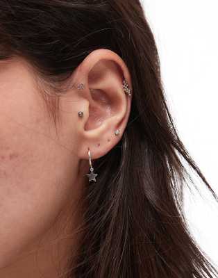 Seol + Gold sterling silver hoop earrings with star charm φωτογραφία