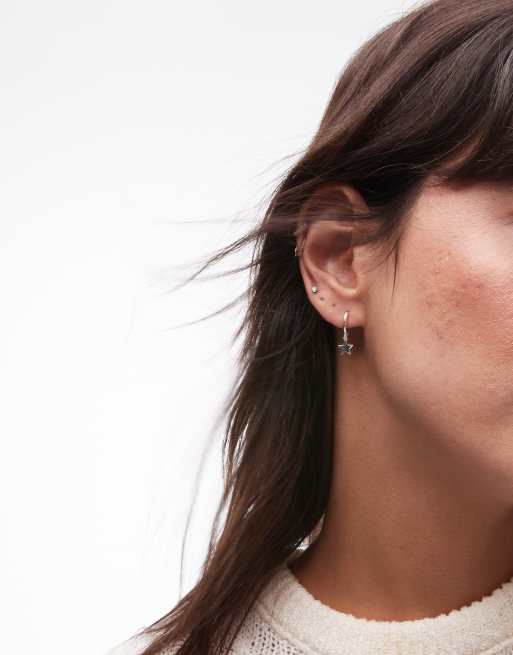 Seol + Gold  sterling silver hoop earrings with star charm , 2 of 4