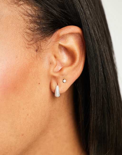 Pave mini deals hoop earrings