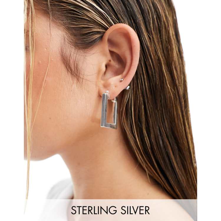 Rectangle deals earrings silver