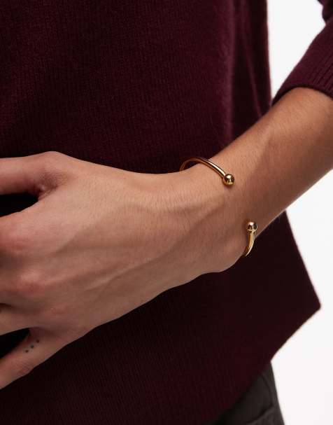 Seol + Gold torque bangle bracelet in 18kt gold vermeil - view 1