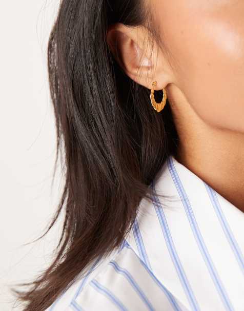 Seol + Gold vintage heart hoop earrings in 18ct gold vermeil - view 1