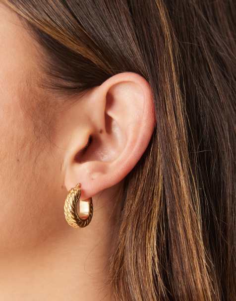 Seol + Gold vintage rope hoop earrings in 18ct gold vermeil - view 1