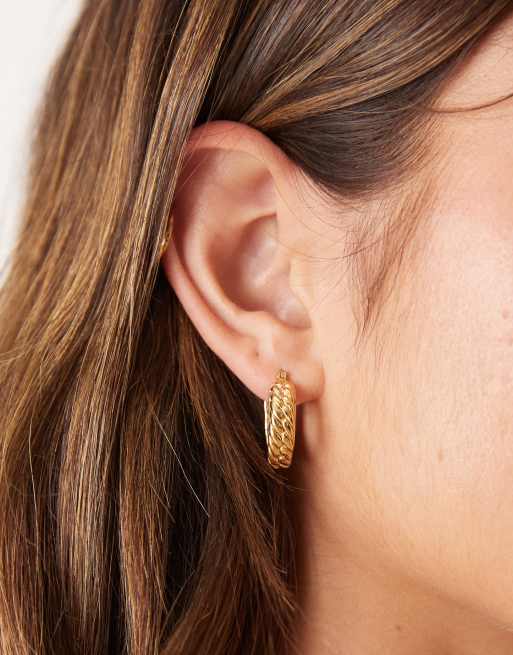 Seol + Gold vintage rope hoop earrings in 18K gold vermeil