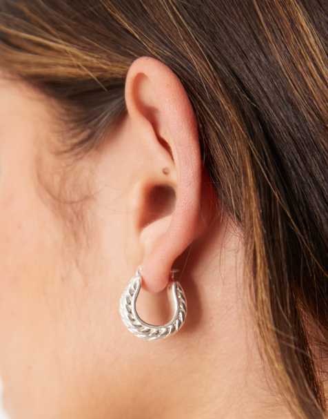 Seol + Gold vintage rope hoop earrings in sterling silver - view 1