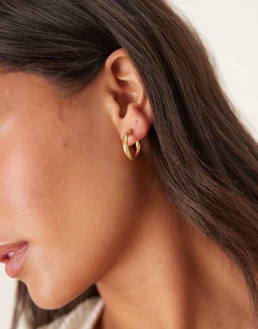 Seol + Gold vintage twist hoops in 18K gold vermeil