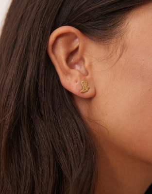 western cowboy boot stud earrings in 18kt gold vermeil