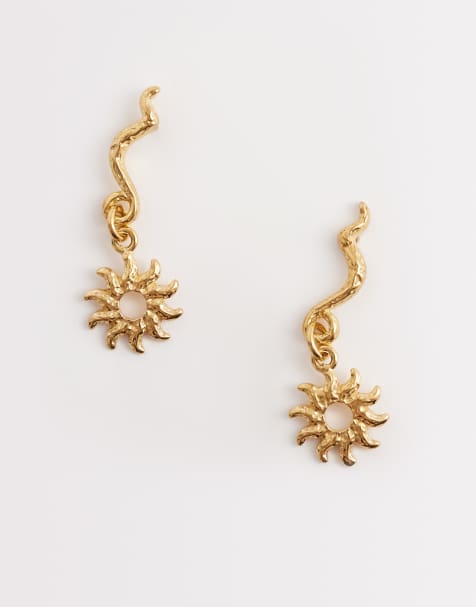 Seol + Gold - Zonvormige oorhangers in 18k goud vermeil - view 1