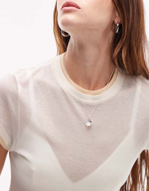 Seol + Gold - Collier en argent massif à pendentif trèfle 