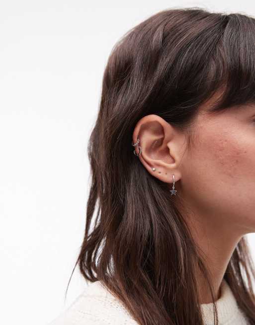 Seol + Gold - Créoles en argent massif avec breloque étoile , 3 de 4