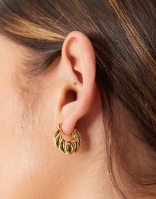 Seol + Gold - Créoles irrégulières style vintage en vermeil doré 18 carats