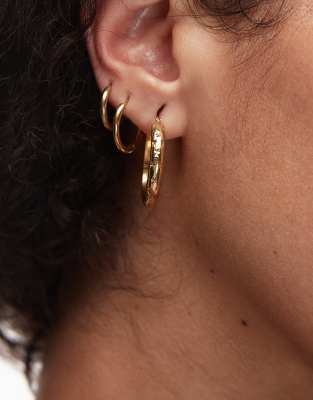 Seol+Gold star engraved large Creole hoop earrings in 18kt gold