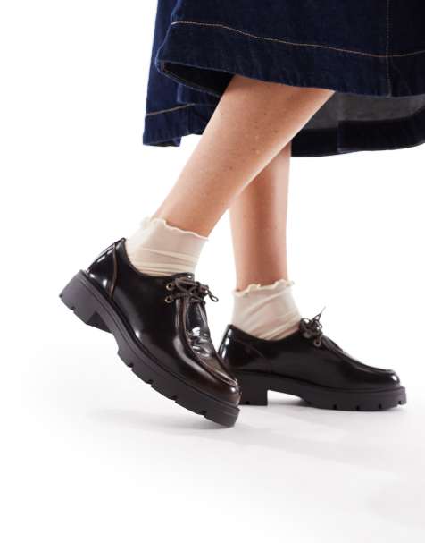 SEQWL - Alfa - Loafers met dikke zool en veters in gepolijst bruin - view 1