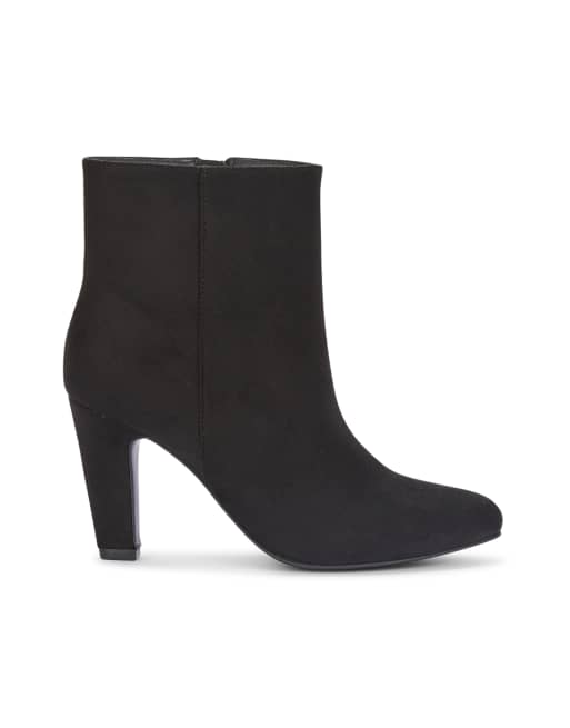 SEQWL Almond toe ankle booties with zip and block high heels in black, 3 of 5