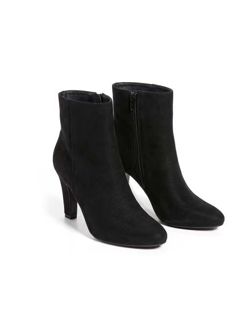 SEQWL Almond toe ankle booties with zip and block high heels in black, 5 of 5