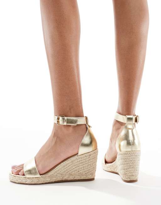 SEQWL - Amber - Espadrilles met sleehak in goud, 2 van 4