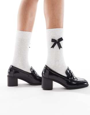 SEQWL - Antonia - Loafer in Schwarz mit Absatz