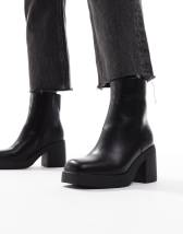 ASOS DESIGN Charly heeled knee boots in black
