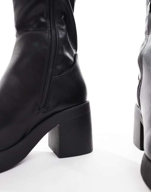SEQWL – Audi – Kniehohe Stiefel in Schwarz mit dicker Sohle, 2 von 4