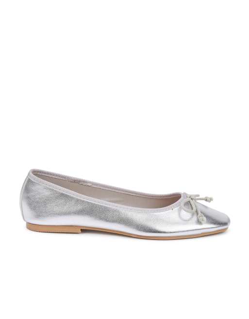 SEQWL Ballet flat shoes with bow detail in silver