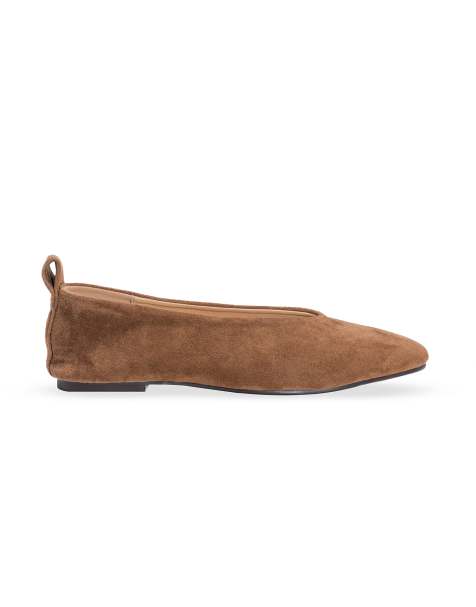 SEQWL Ballet flats pointed toe pumps with pull tab detail in tan - view 1