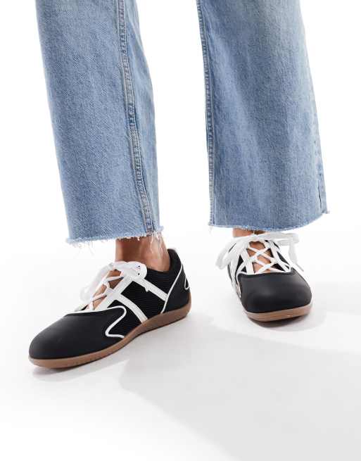SEQWL - Baskets style ballerines à lacets - Noir, 2 de 5