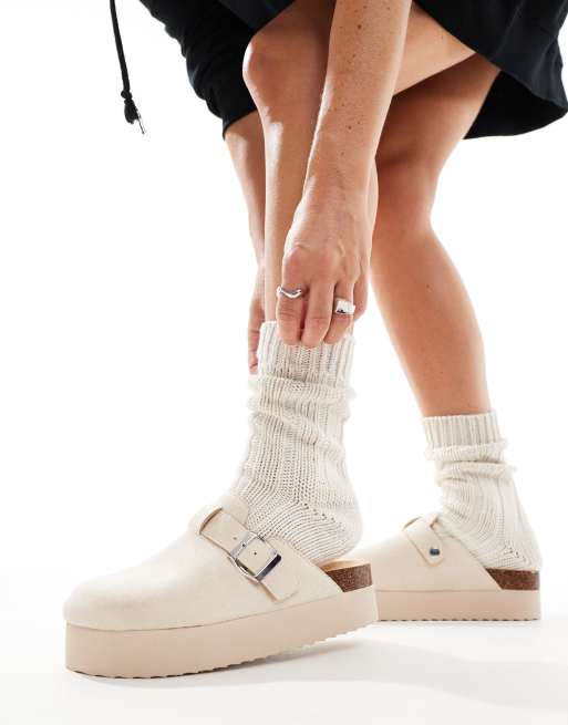 SEQWL - Beige flatform-clogs
