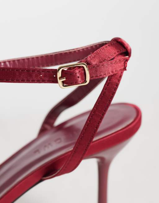 SEQWL Bell satin bow heeled sandals in chocolate brown, 3 of 4