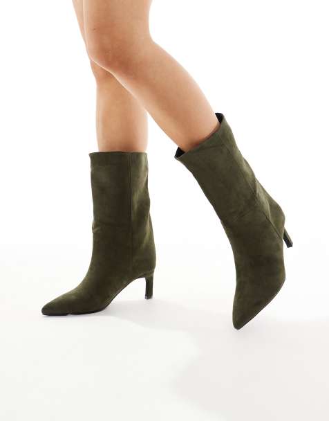 SEQWL – Benz – Ankle-Boots in Oliv mit Kitten-Absatz - view 1