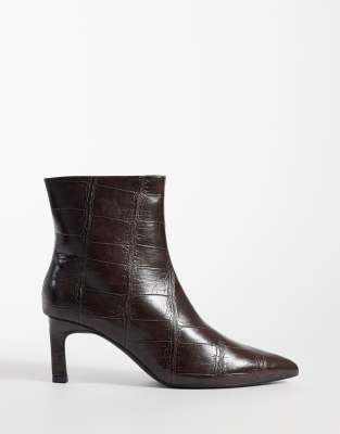 Seqwl Benz Kitten Heel Ankle Boots In Brown