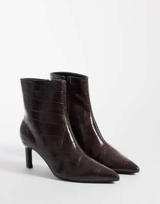Seqwl Benz Kitten Heel Ankle Boots In Brown
