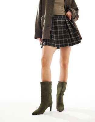 Seqwl Benz Kitten Heel Ankle Boots In Green
