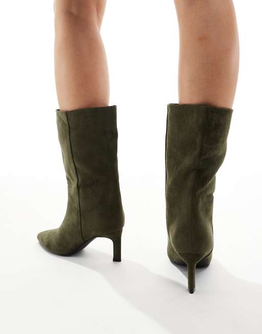 SEQWL - Benz - Olivengrønne ankelstøvler med kitten-hæl, 4 af 4