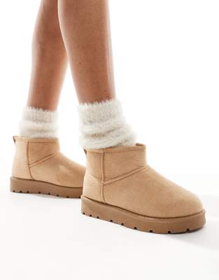 SEQWL - Bequeme Mini- Stiefeletten in Sand mit dicker Sohle-Neutral