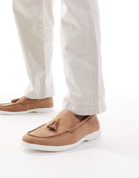 SEQWL Berwin tassel detail loafers with contrast soles in faux suede brown - view 1