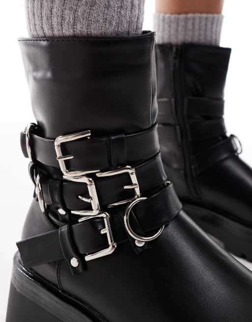 Biker flat boots online