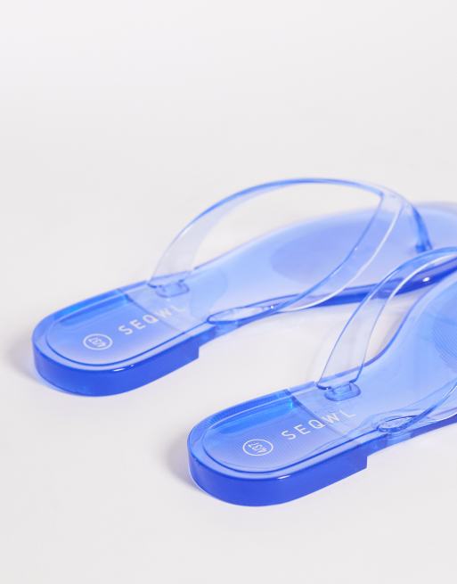 SEQWL – Blå flip flops i jellymaterial, 3 av 4